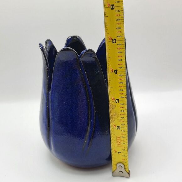 Hand Crafted Cobalt Blue Pottery Tulip Vase, By H.Franklin - Picture 5 of 8